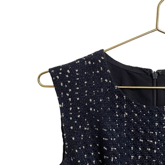 J. Crew A-line Dress in Spotted Tweed Blue White Cap Sleeves Size 6 NWT - Picture 3 of 9